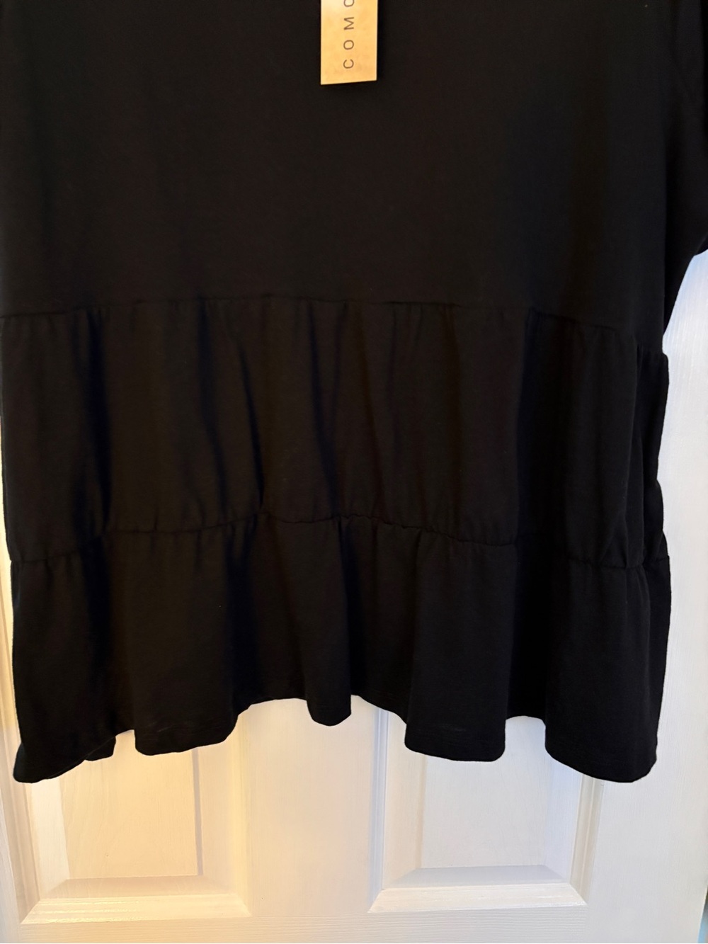 Como Vintage Black Short Sleeve Ruffle Peplum Tee - Picture 3 of 7